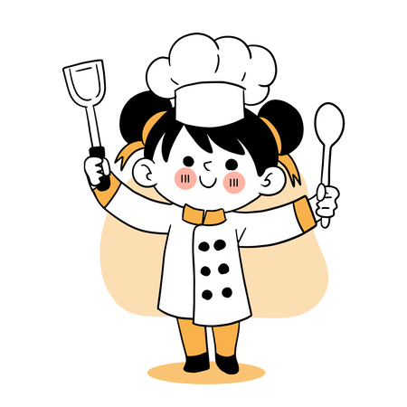 Happy little kid waiting for cooking  Illustration