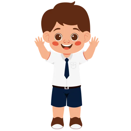 Happy little school boy  Illustration