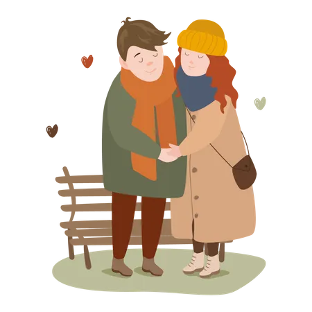 Happy loving couple has romantic feelings Illustration