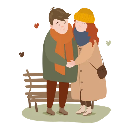 Happy loving couple has romantic feelings  Illustration