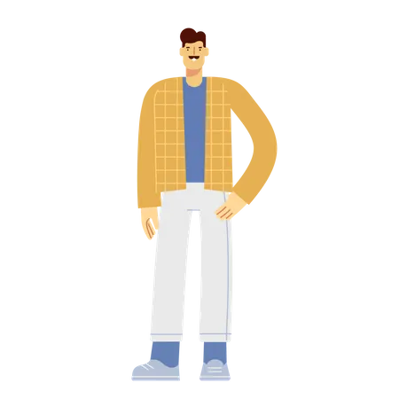 Vector Illustration Of Cartoon Man In Flat Design Stylish And Young Teenager In A Fashionable Outfit Illustration
