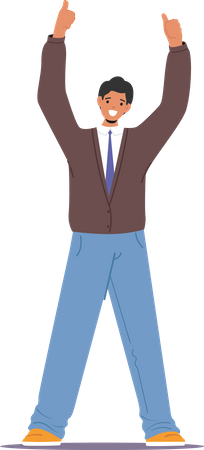 Happy Male Celebrate Success  Illustration