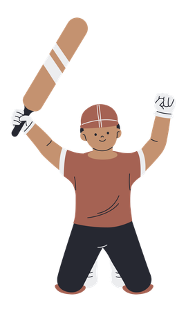 Happy Male Cricket Player  Illustration