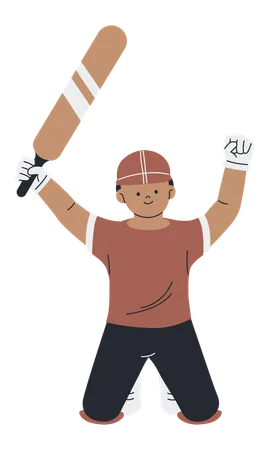 Happy Male Cricket Player  Illustration