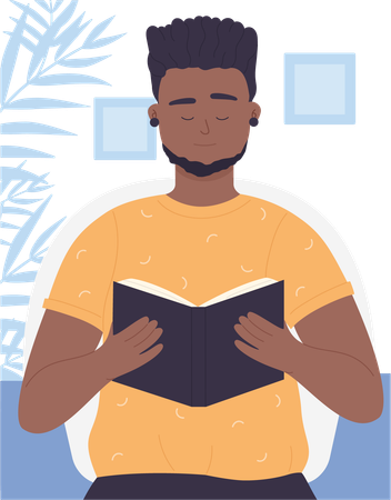 Happy male reading book  Illustration