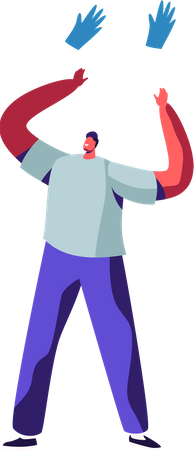 Happy Male Throw Medical Gloves in Air  Illustration