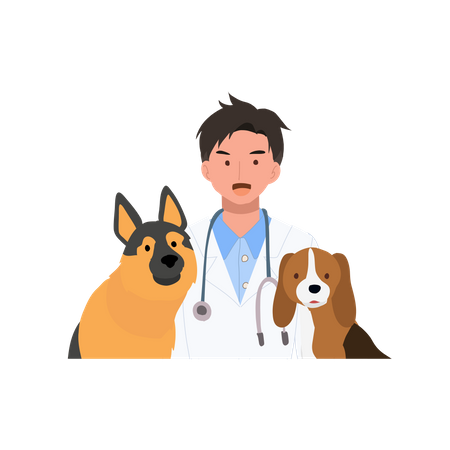 Happy Male Veterinarian  Illustration