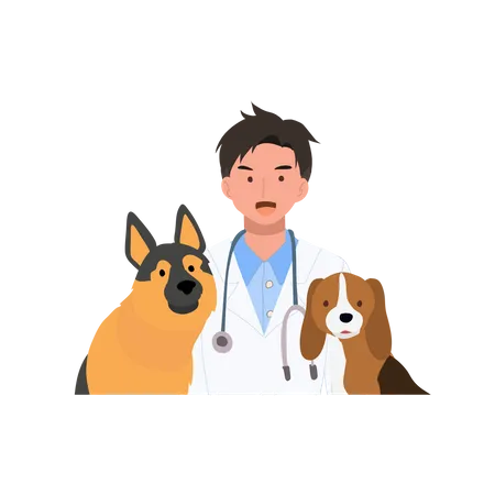 Happy Male Veterinarian  Illustration