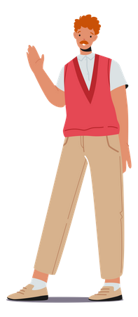 Happy male waving hand  Illustration