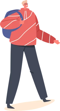 Happy Male with Backpack  Illustration