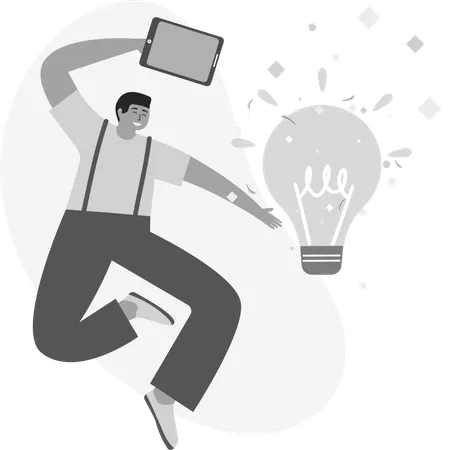 Happy Man and Creativity  Illustration