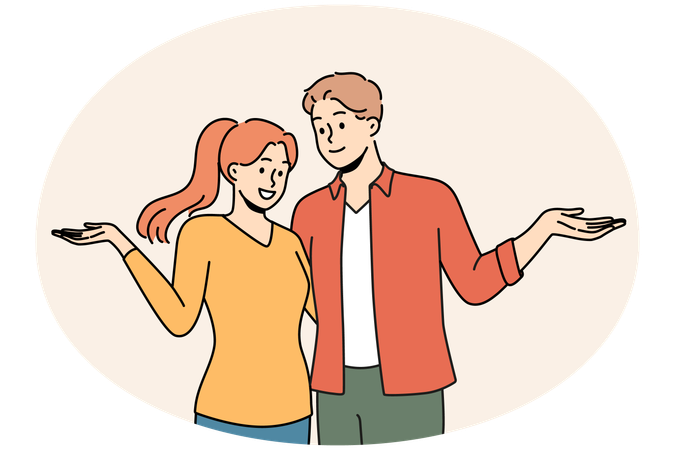 Happy man and woman show good mood and emotion  Illustration