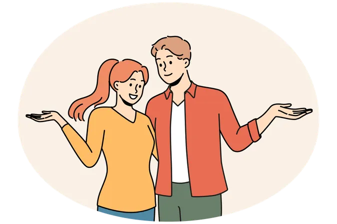 Happy man and woman show good mood and emotion  Illustration