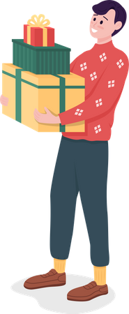 Happy man carry gifts Illustration