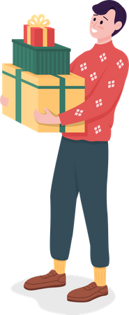 Happy man carry gifts  Illustration