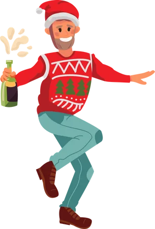 Happy man celebrating new year party  Illustration
