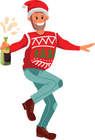 Happy man celebrating new year party  Illustration