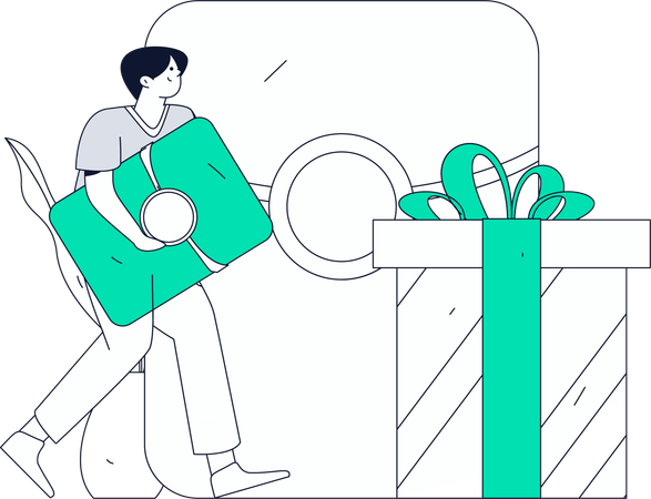 Happy Man Doing Online Shopping  Illustration