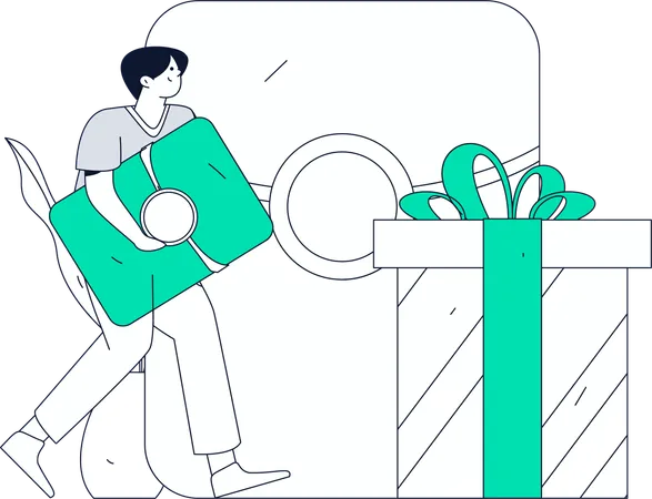 Happy Man Doing Online Shopping  Illustration