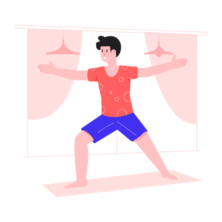 Happy man doing yoga Illustration