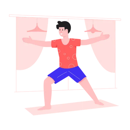 Happy man doing yoga Illustration