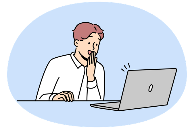 Happy man excited with good news online  Illustration