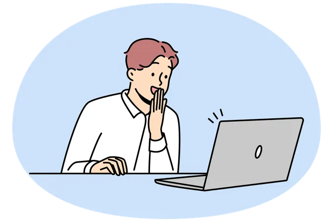 Happy man excited with good news online  Illustration