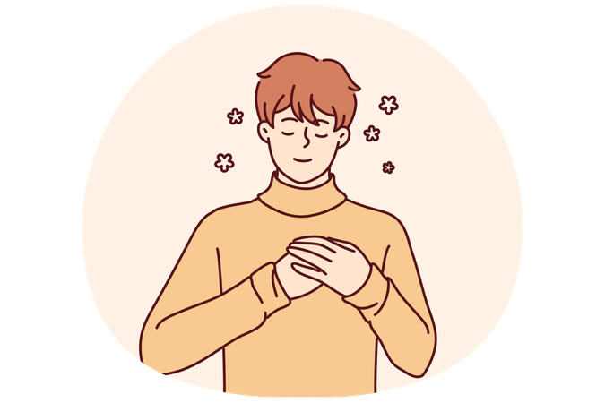 Happy man feeling positive and healthy  Illustration