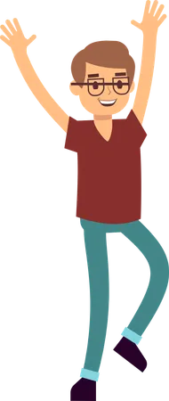 Happy man hands up while dancing  Illustration