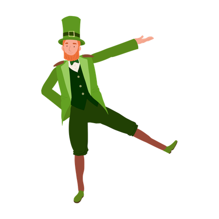Happy man in Leprechaun Costume dancing  Illustration