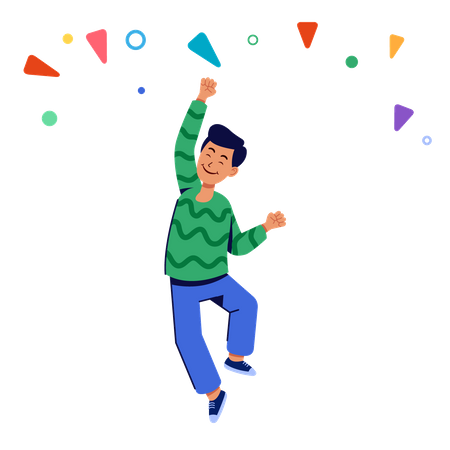 Happy man jumping  Illustration