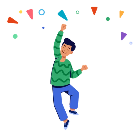 Happy man jumping  Illustration