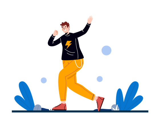 Happy man jumping  Illustration