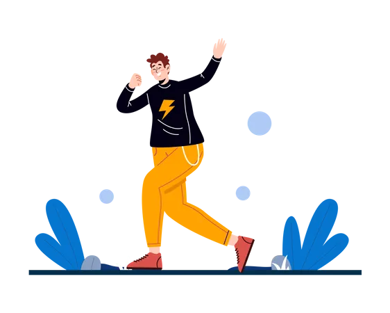 Happy man jumping  Illustration