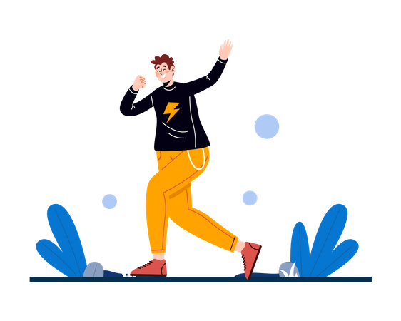 Happy man jumping  Illustration