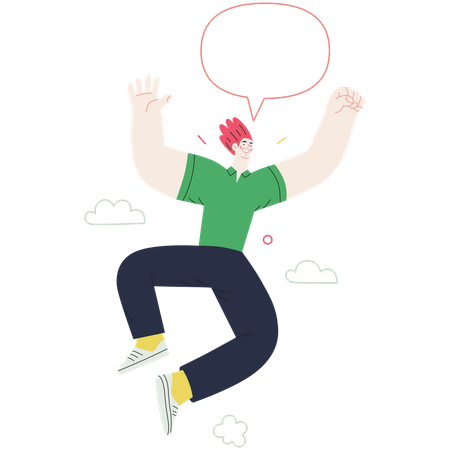 Happy man jumping in air Illustration