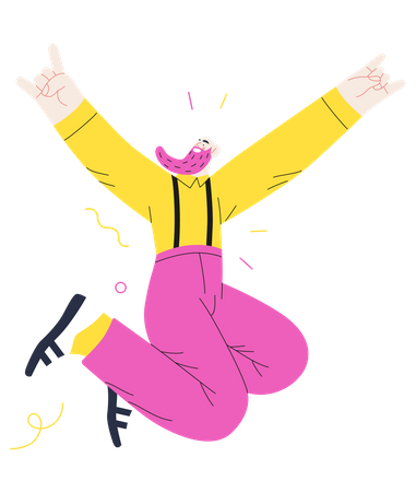 Happy man jumping in air Illustration