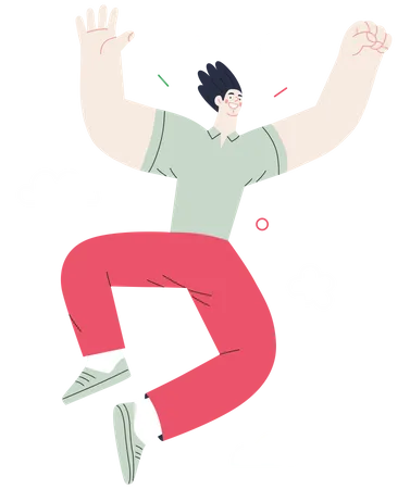 Happy man jumping in air  Illustration