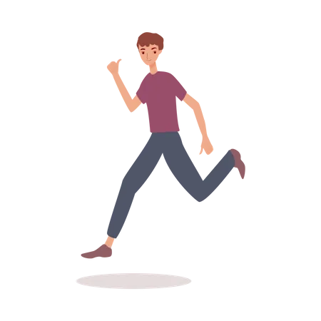 Happy man jumping in air with thumbs up Illustration