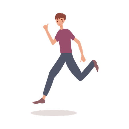 Happy man jumping in air with thumbs up  Illustration