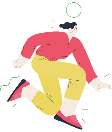 Happy man jumping in the air cheerfully  Illustration
