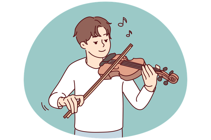 Happy man play violin  Illustration