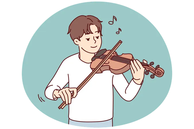Happy man play violin  Illustration