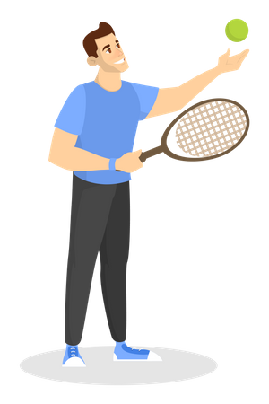Happy man playing badminton  Illustration