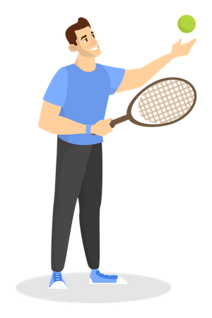Happy man playing badminton  Illustration