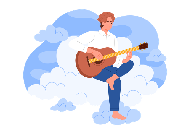 Happy man playing guitar  Illustration