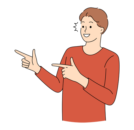 Happy man pointing  Illustration