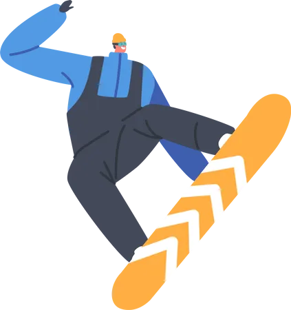 Happy Man Riding Snowboard  Illustration