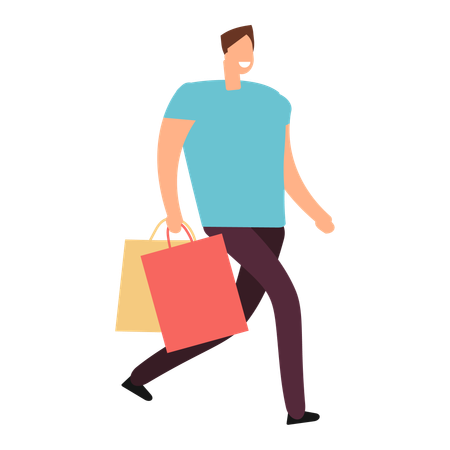 Happy man shopping  Illustration