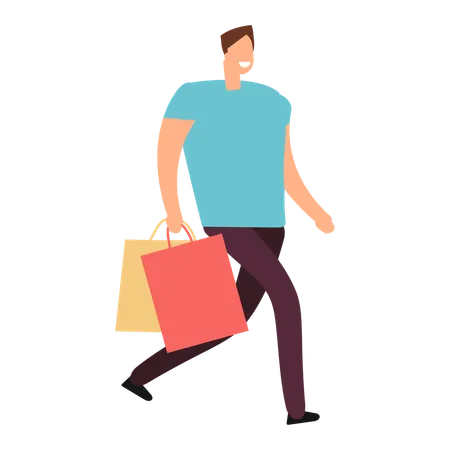 Happy man shopping  Illustration